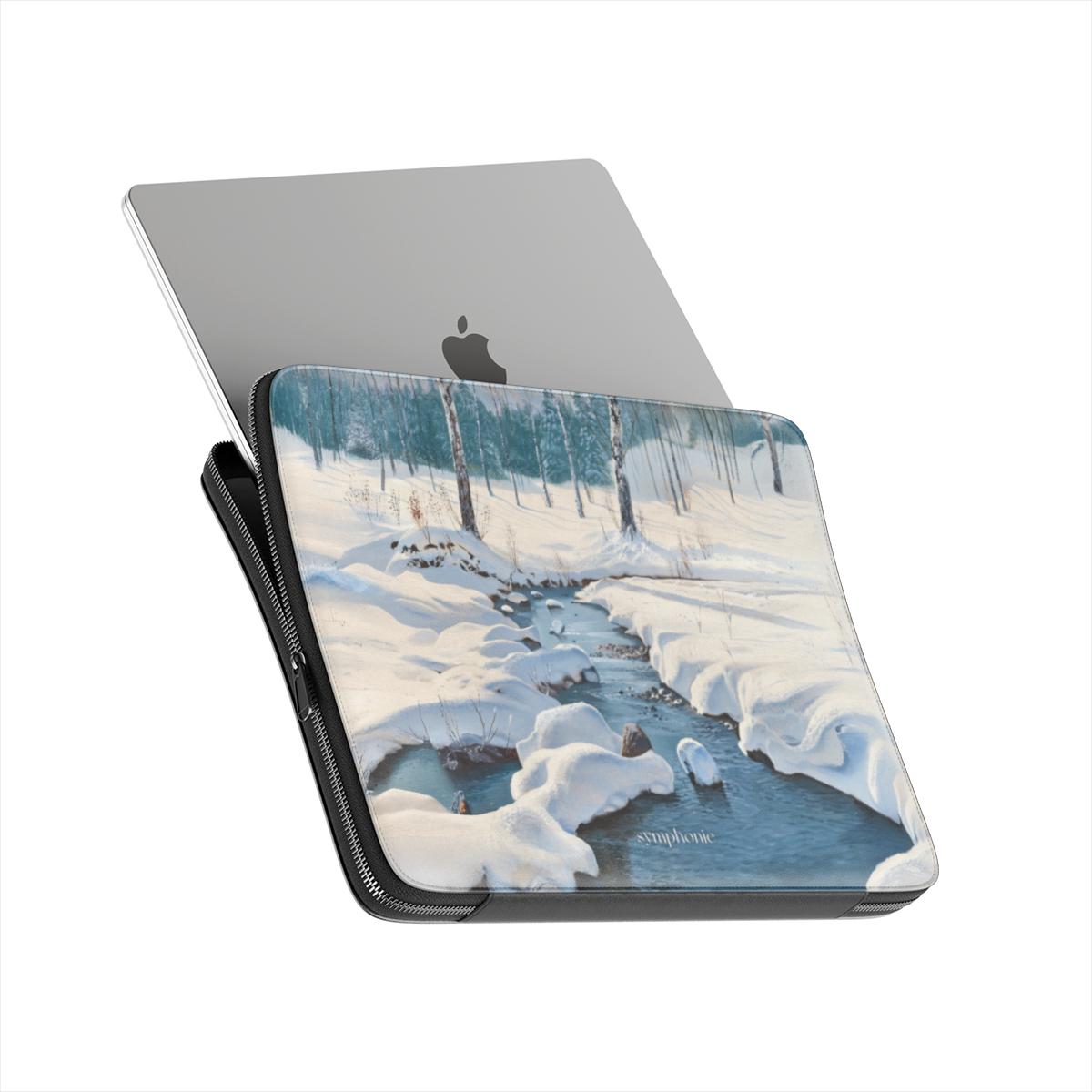 Winter Landscape with a Creek - Laptop Sleeve